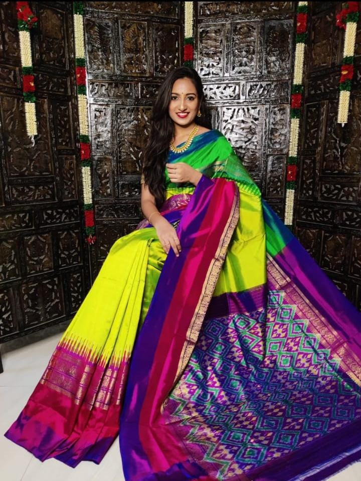 Ikkat silk sarees with kanchi border