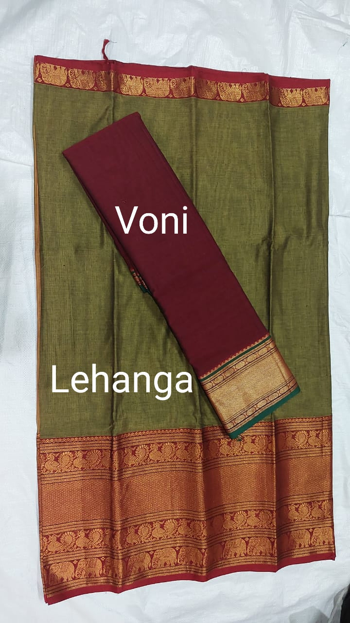 Green Narayanpet Cotton lehenga