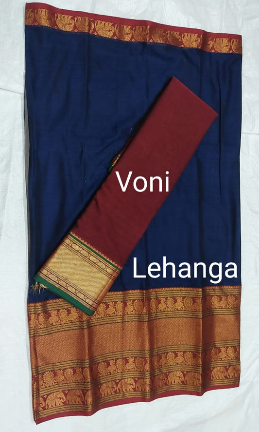 Navy blue Narayanpet Cotton lehenga