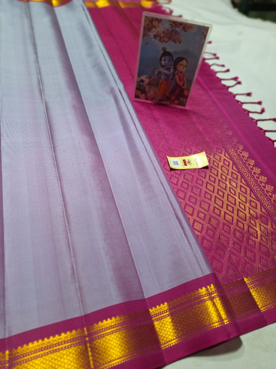 Lavender Pure kanchipuram plain silk sarees