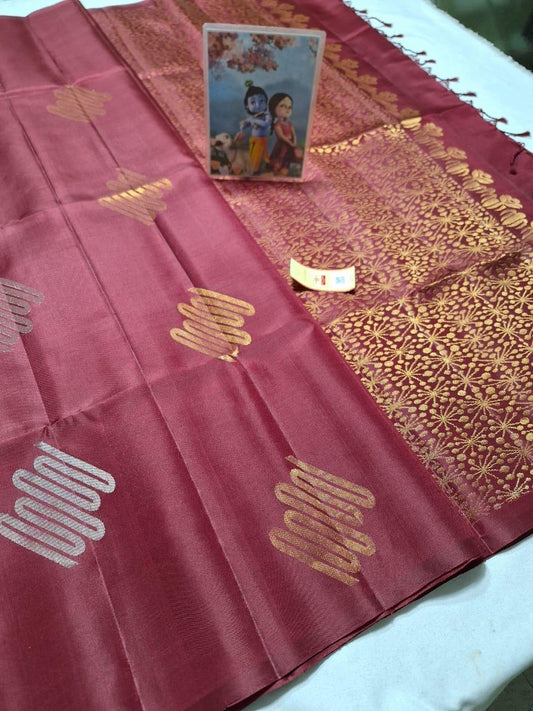 Pure kanchipuram plain soft silk sarees-brick red