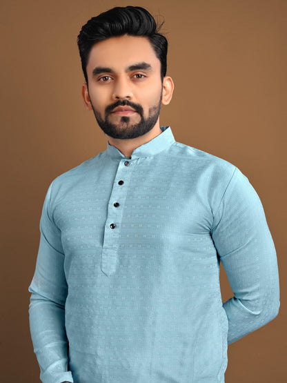 Sky blue Men's ethnic wear kurta and pyjama set