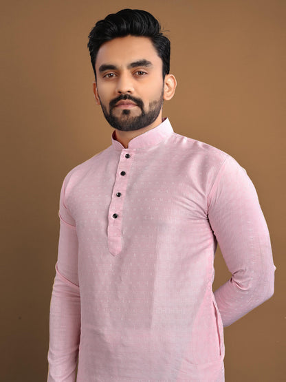 Pink Men's ethnic wear kurta and pyjama set