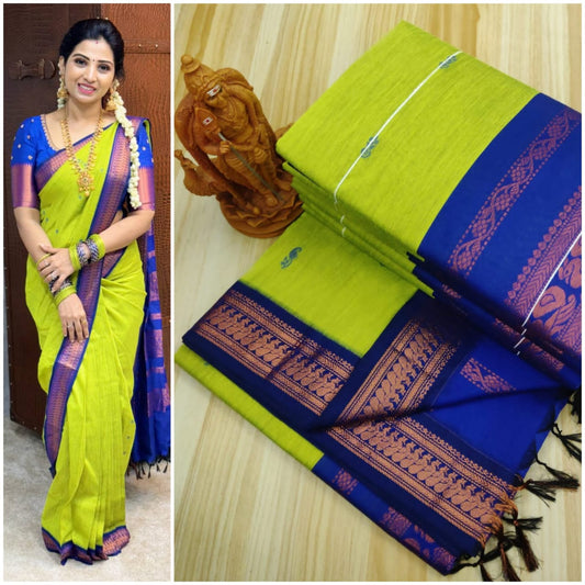 Apple green and blue kalyani cotton sarees