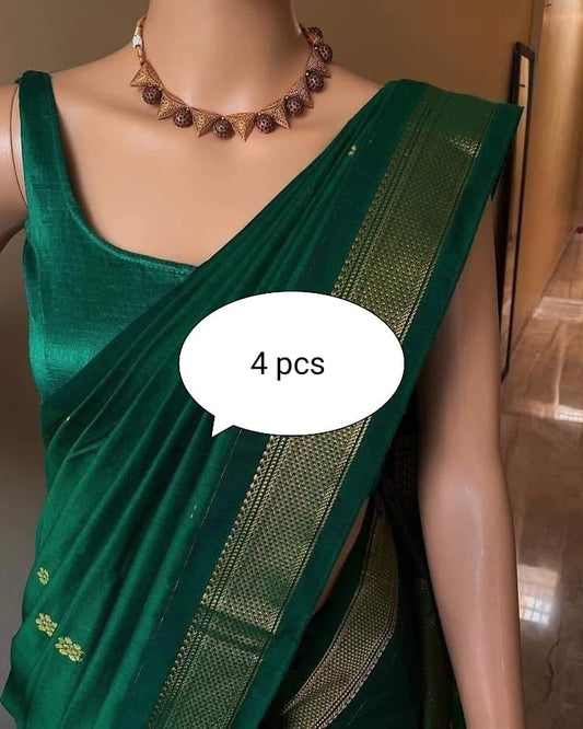 Dark green kalyani cotton sarees