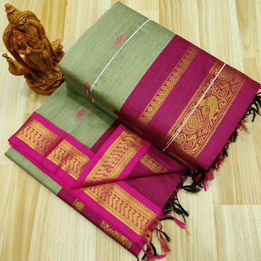 Light green kalyani cotton sarees