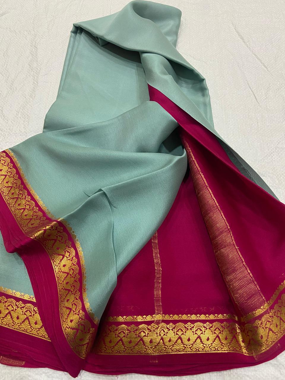 Pista Pure Mysore crepe silk sarees