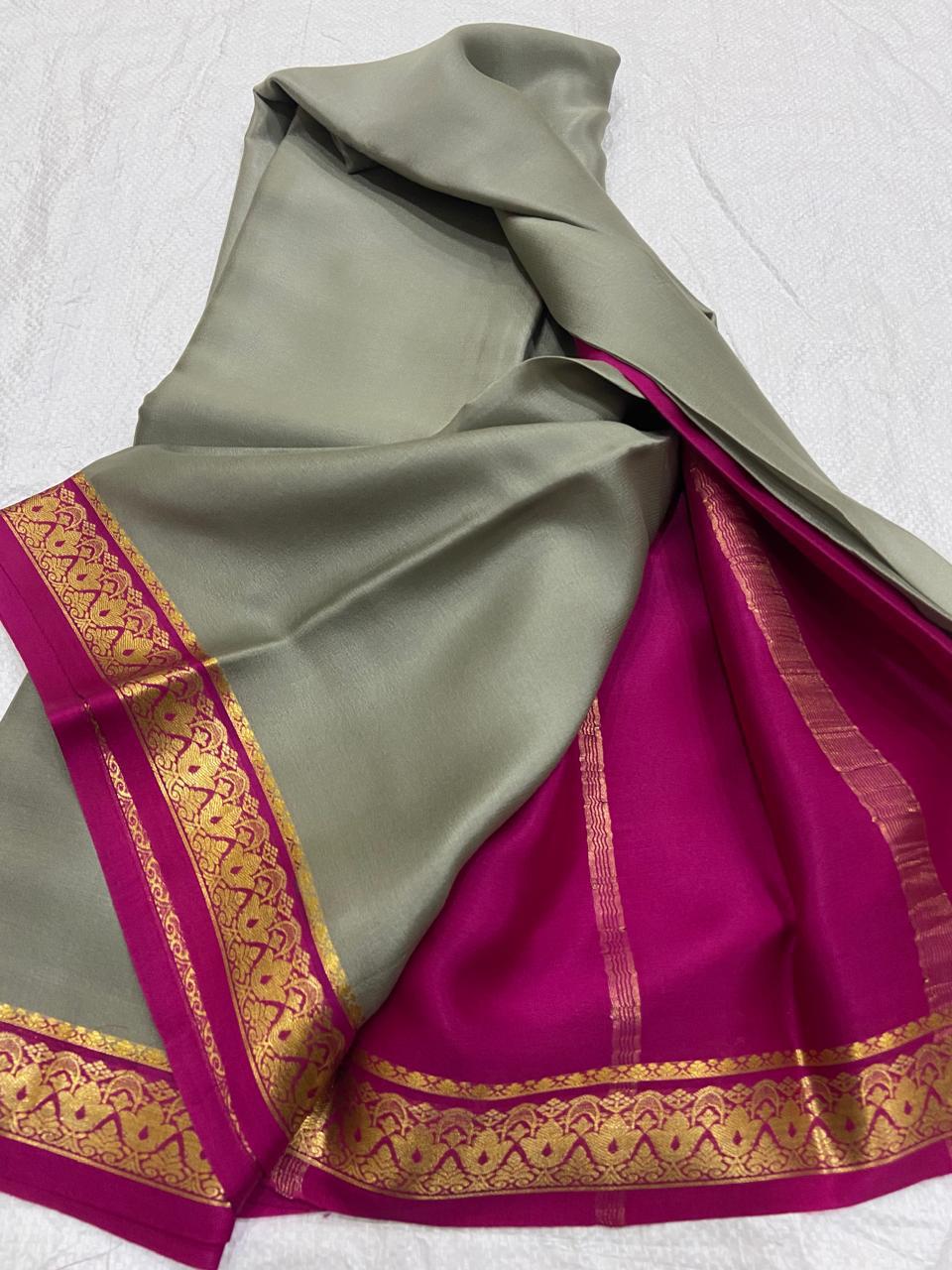 Pastel Pure Mysore crepe silk sarees