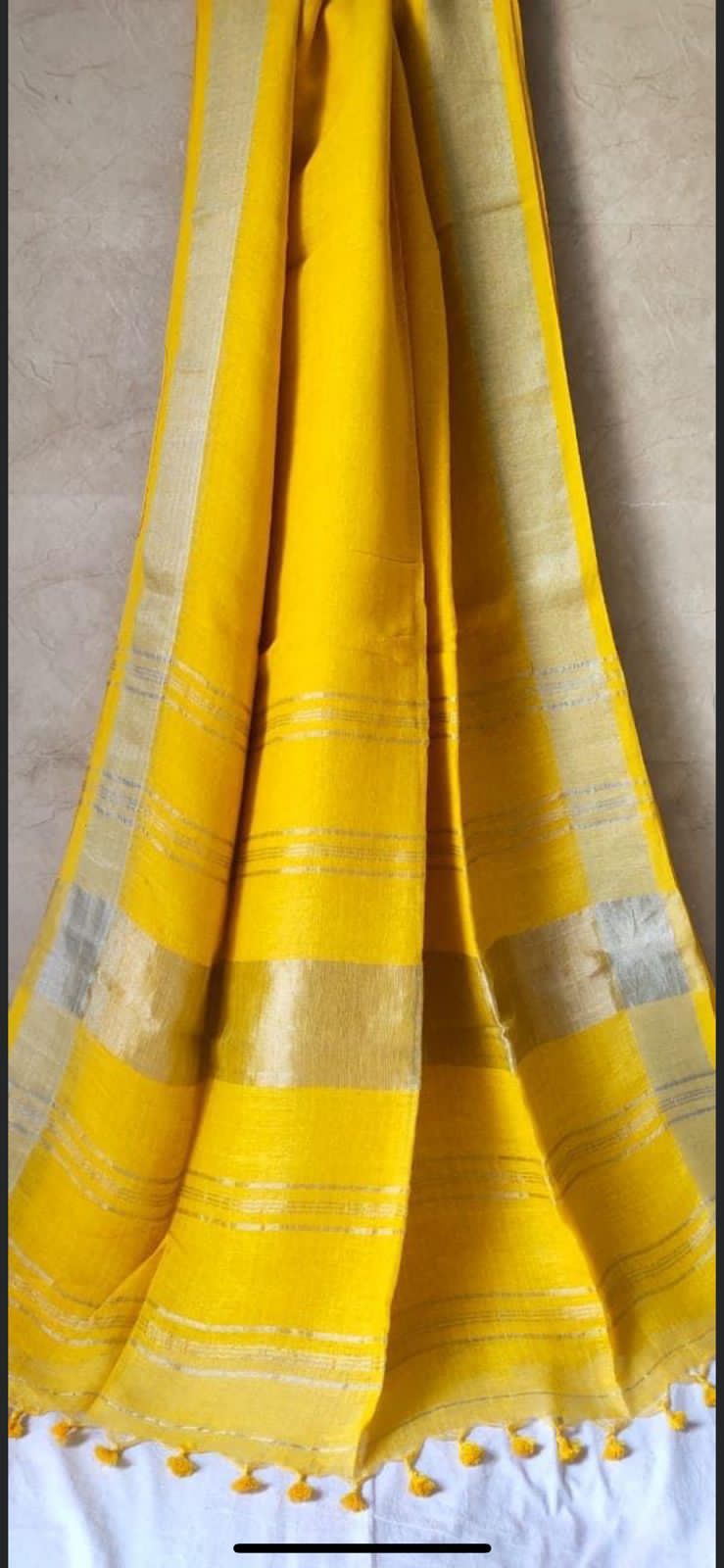 Yellow 120 counts linen by linen sarees