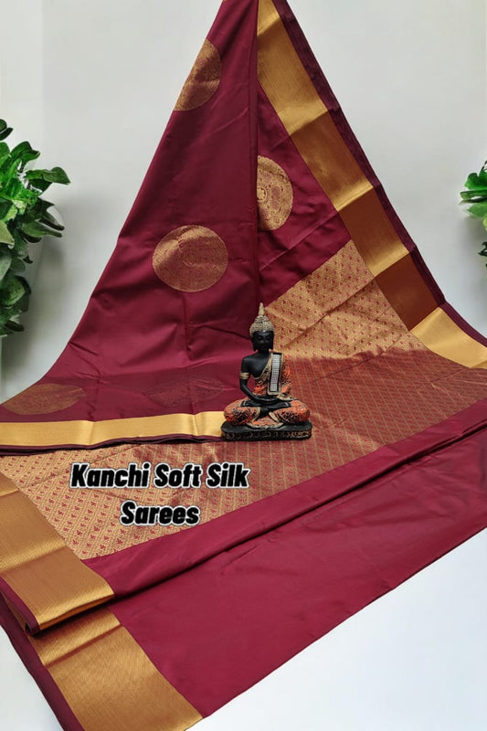 Maroon kanchi soft silk sarees