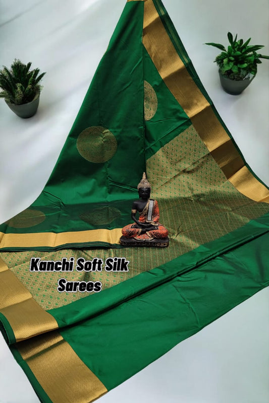 Green kanchi soft silk sarees