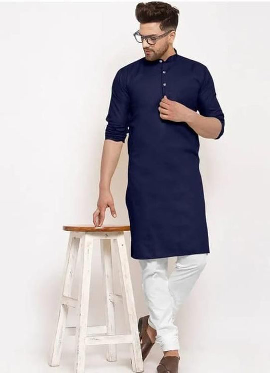 Navy blue cotton kurta with Pyjama