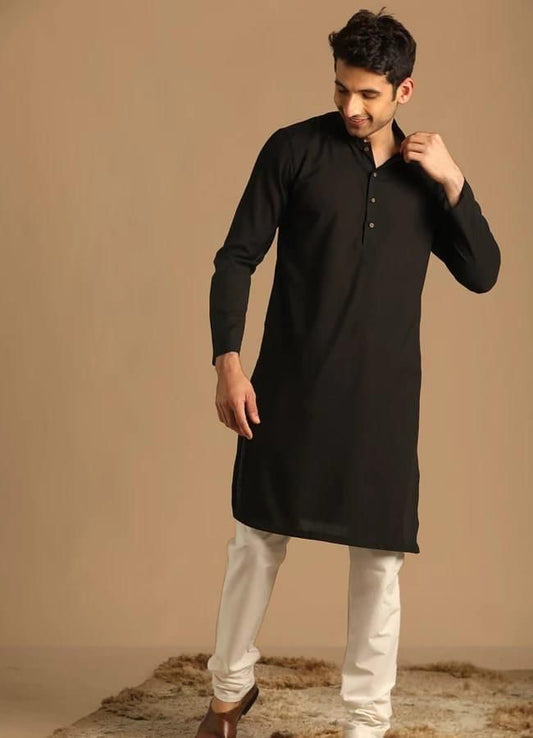 Black cotton kurta with Pyjama