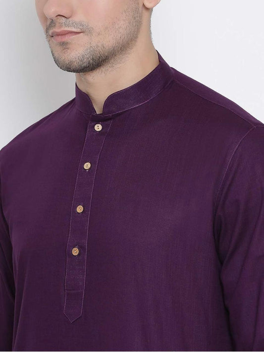 Dark purple cotton kurta with Pyjama