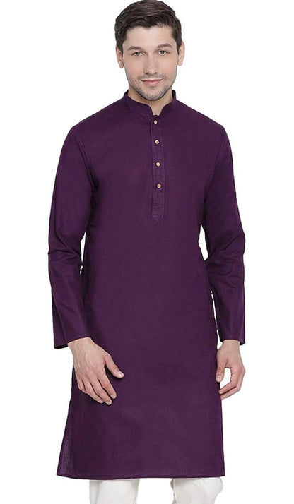 Dark purple cotton kurta with Pyjama