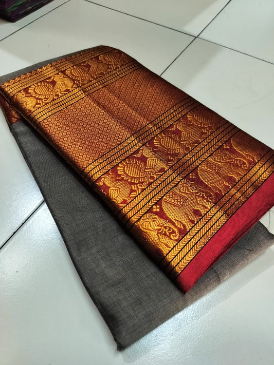 Gray Narayanpet Cotton sarees