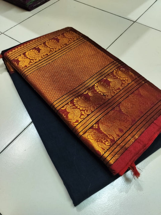 Black Narayanpet Cotton sarees