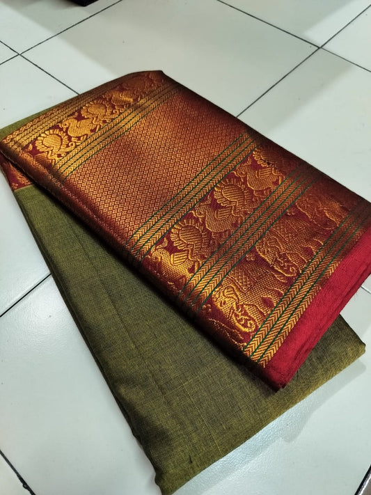 Green Narayanpet Cotton sarees