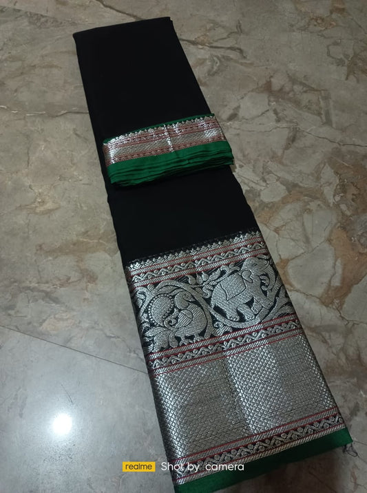 Black Narayanpet Cotton sarees