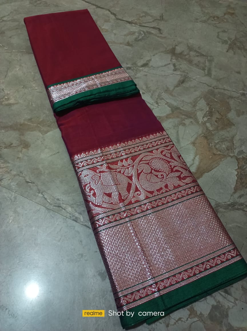 Maroon Narayanpet Cotton sarees