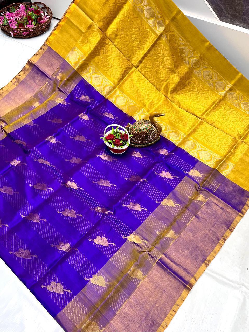 Royal blue Uppada pattu sarees