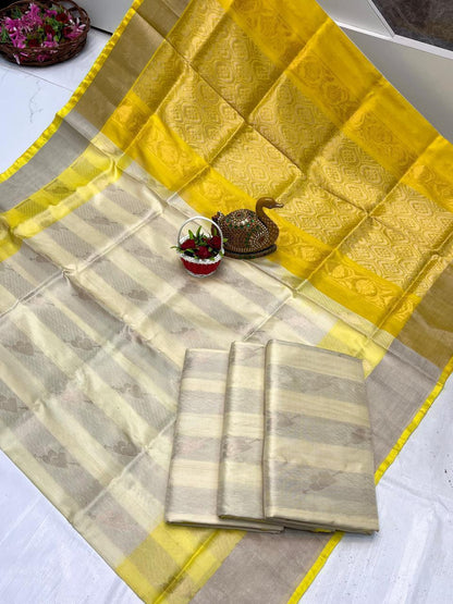 Cream and yellow Uppada pattu sarees