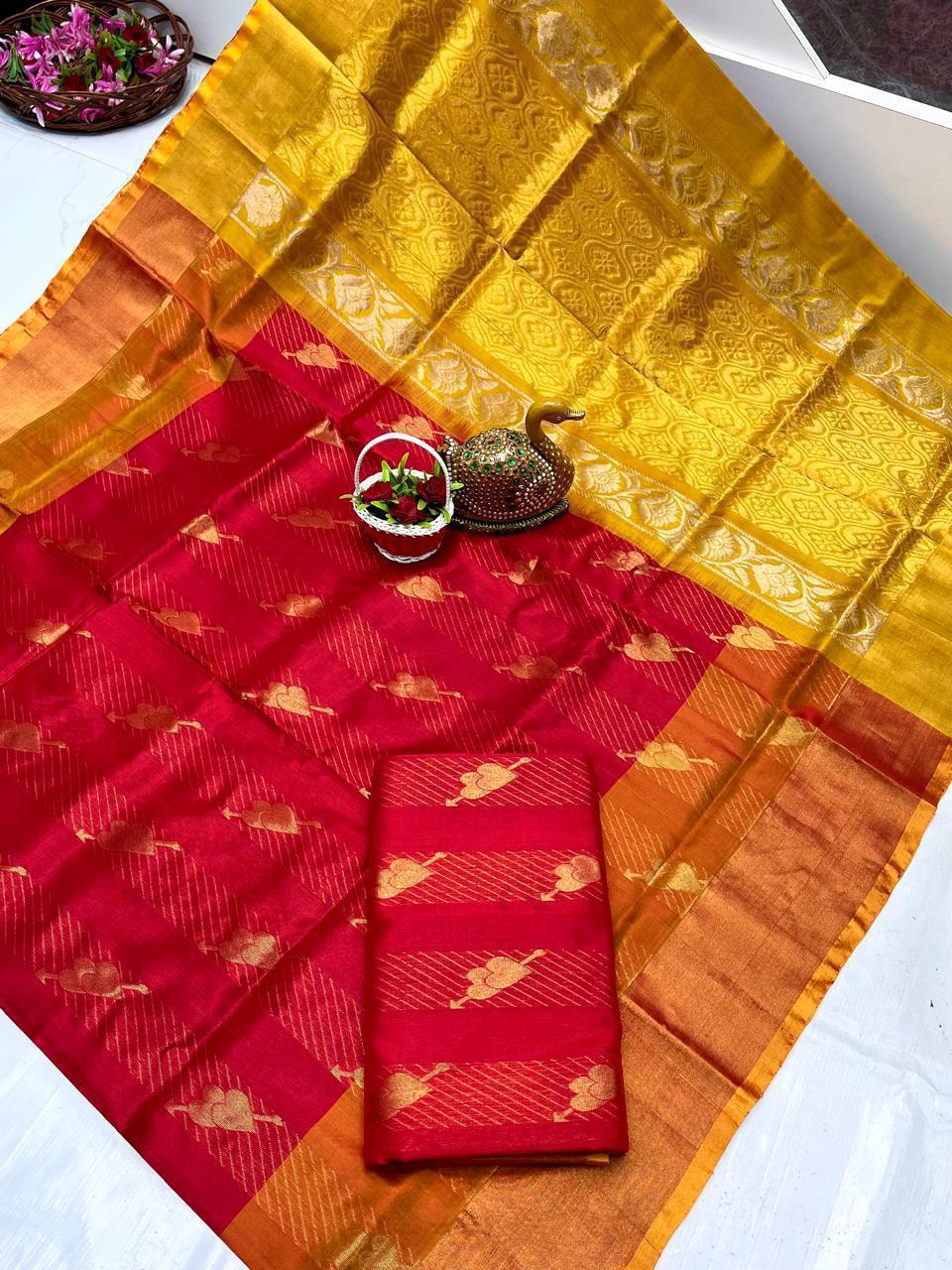 Red and yellow Uppada pattu sarees