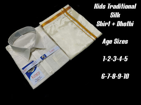 Kid's Traditional silk shirt and dhoti set