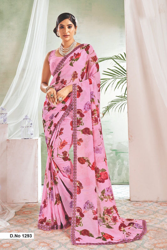 Pink georgette sarees