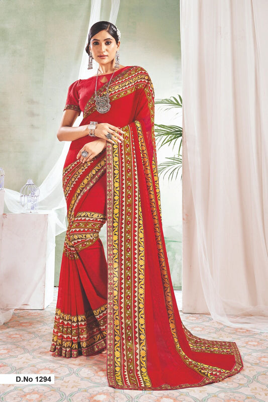 Red georgette sarees