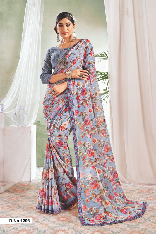 Gray georgette sarees