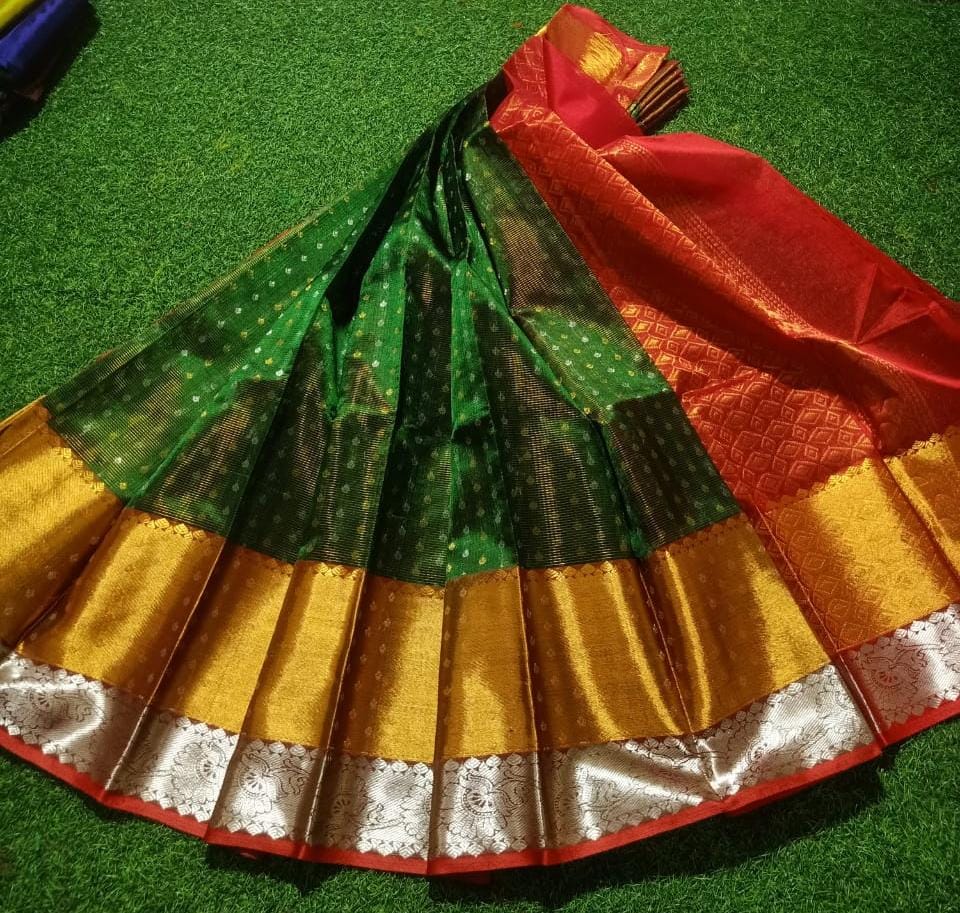 Dark green handloom Kuppadam kanchi border sarees