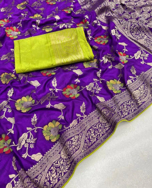 Dark purple Banarasi semi georgette silk sarees