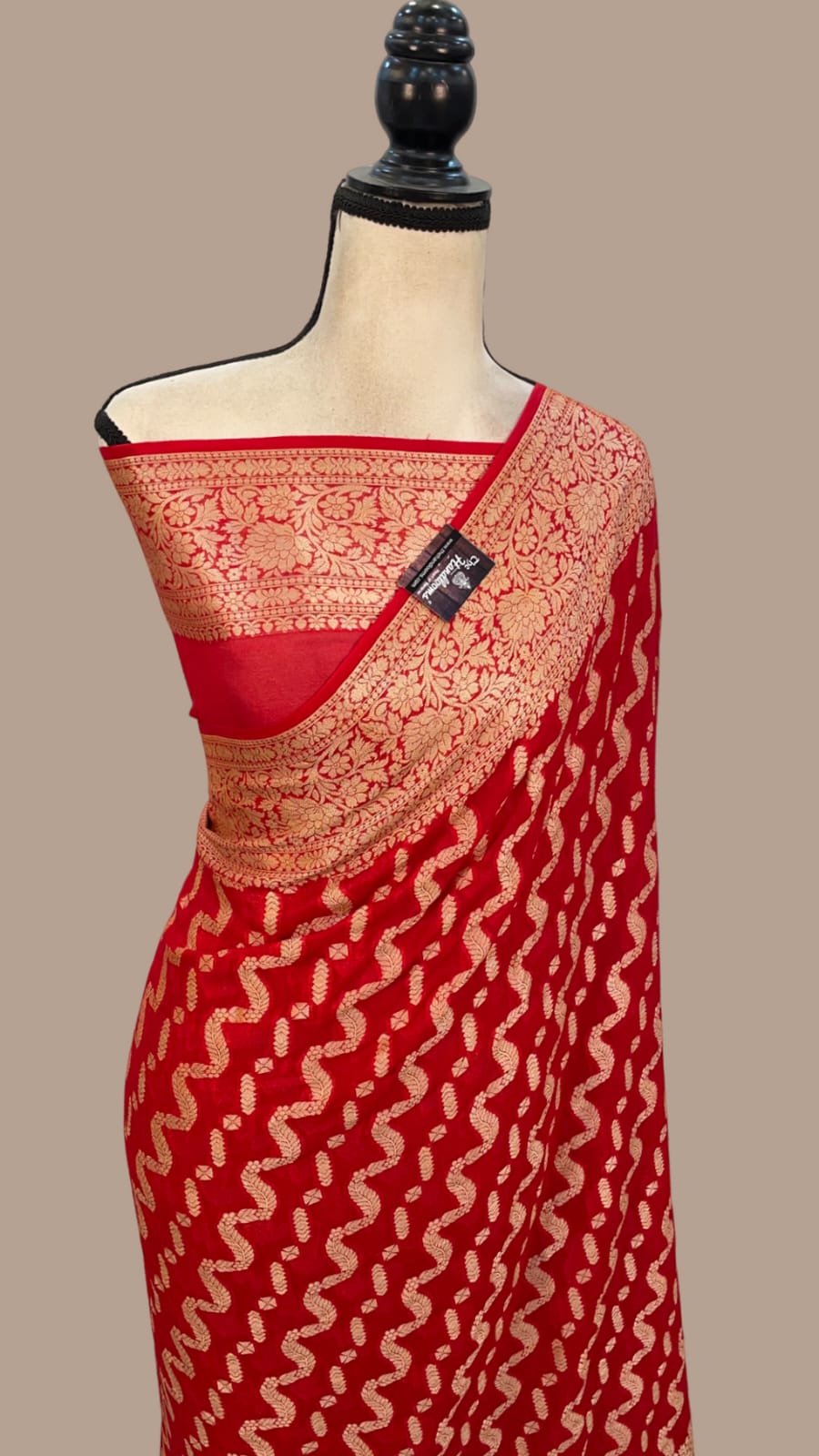 Red pure handloom banarasi chiffon sarees