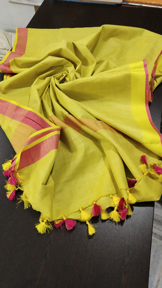 Yellowish green soft linen dupatta