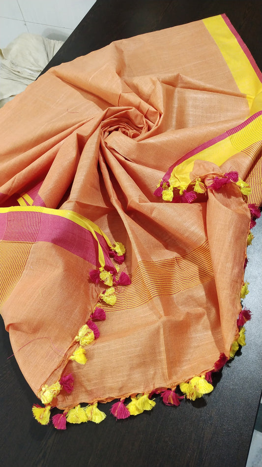 Peach soft linen dupatta