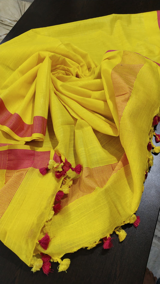 Lemon yellow  soft linen dupatta