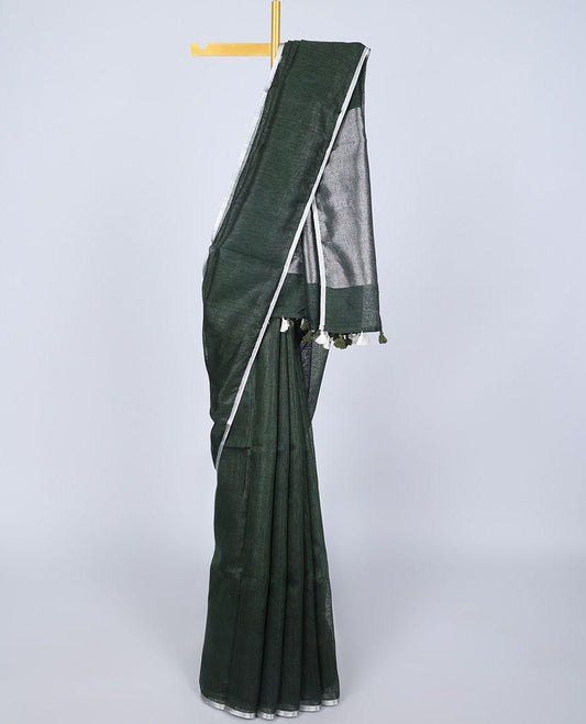 Bottle green 120 counts linen by linen sarees