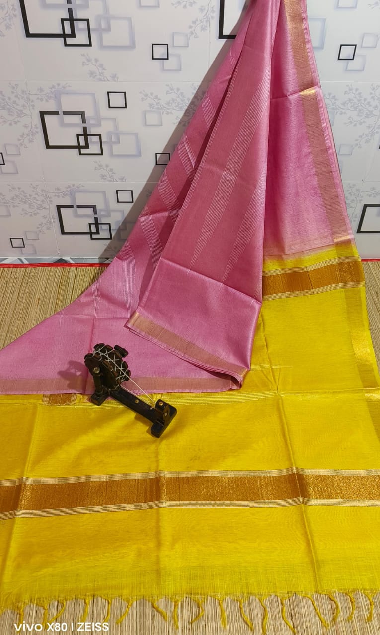 Baby pink kota viscose sarees