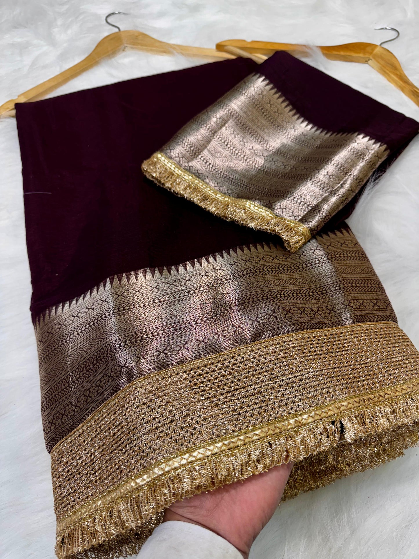 Burgundy banarasi kota silk sarees