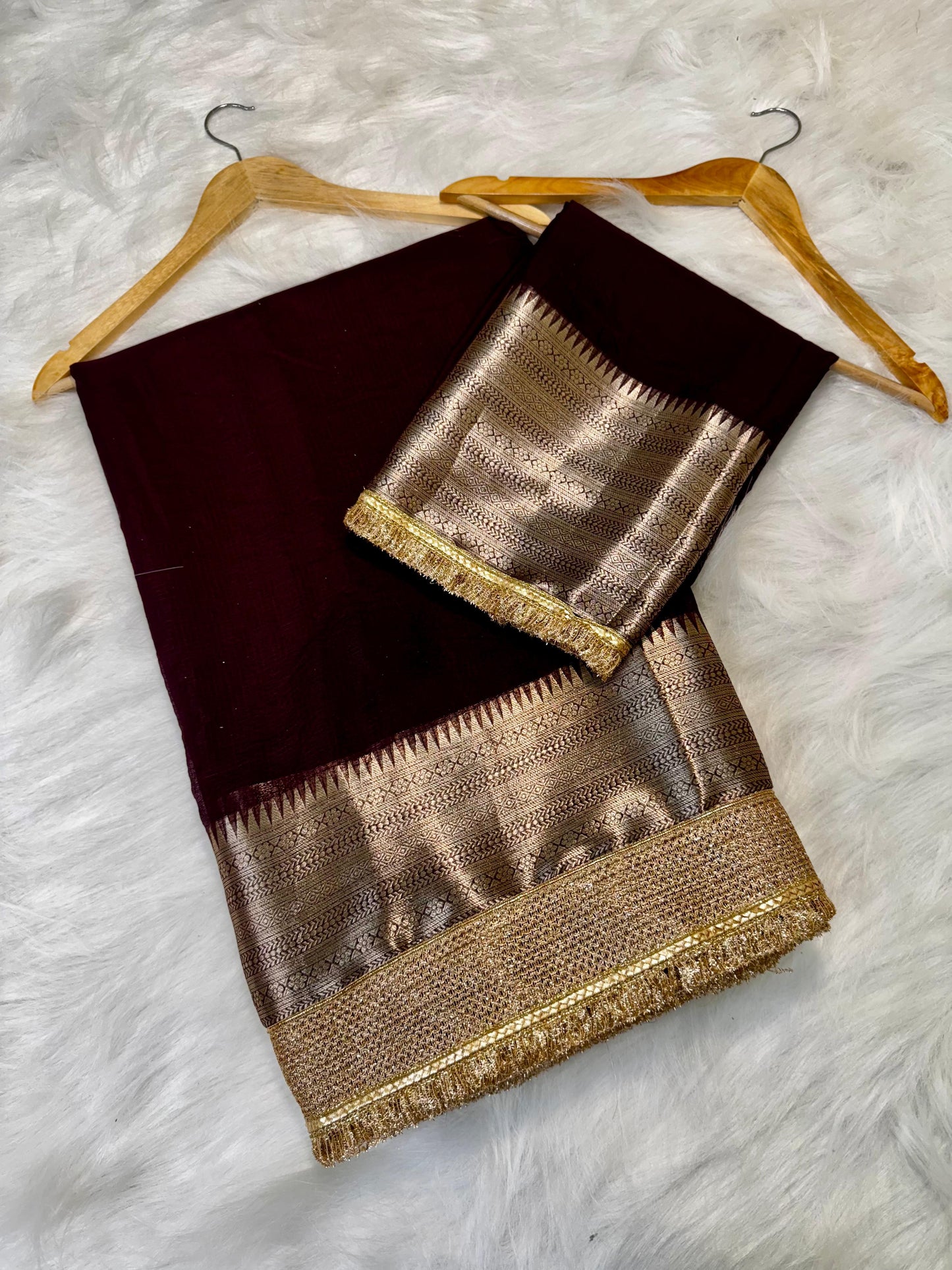 Burgundy banarasi kota silk sarees