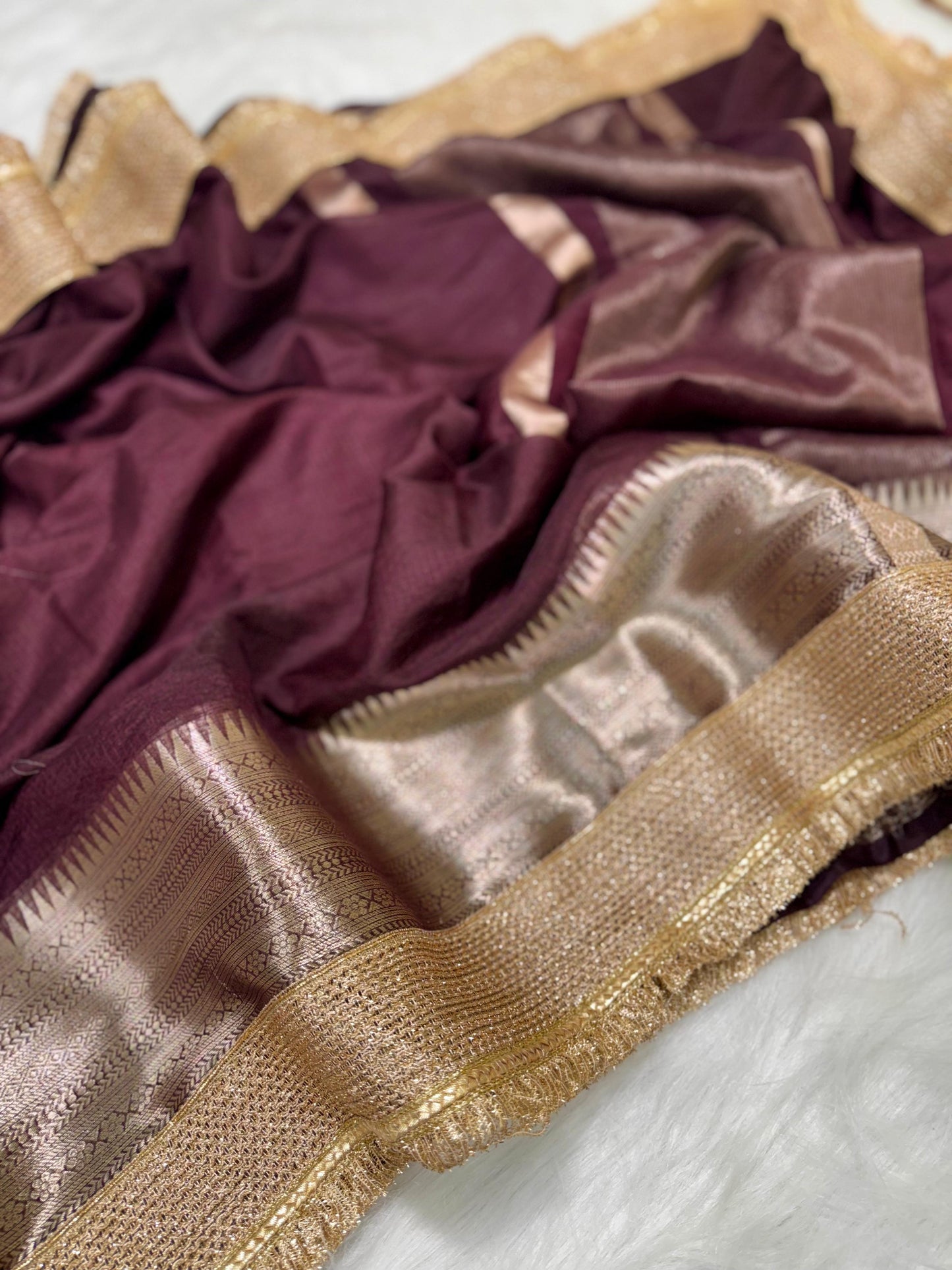 Burgundy banarasi kota silk sarees