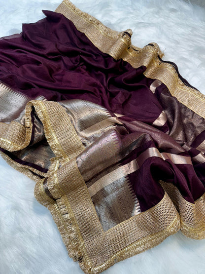 Burgundy banarasi kota silk sarees