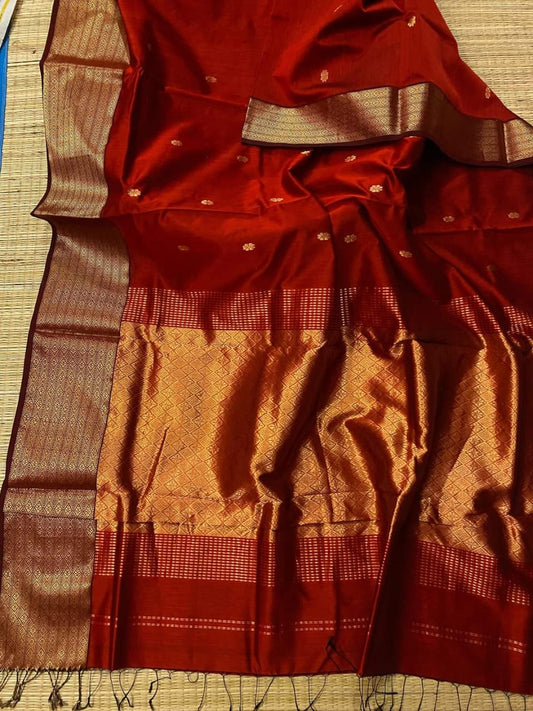 Red Maheshwari big border sarees