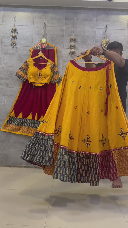 Yellow pure Khadi cotton chaniya choli