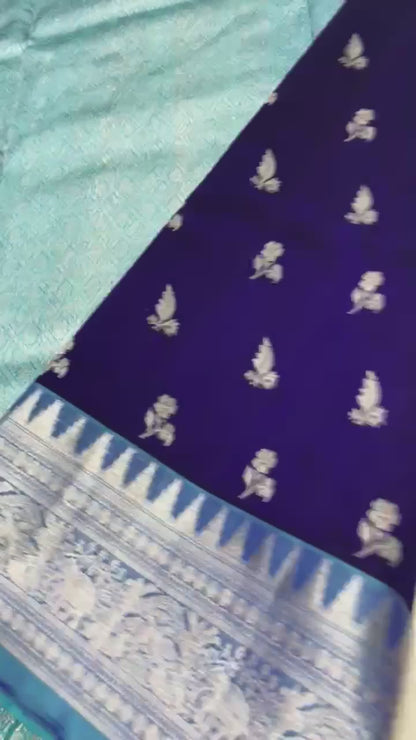 Navy blue Pure Venkatagiri silk sarees