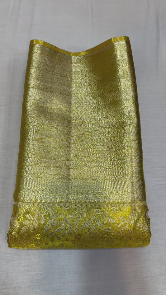 Yellowish gold Pure kanchipuram silk sarees