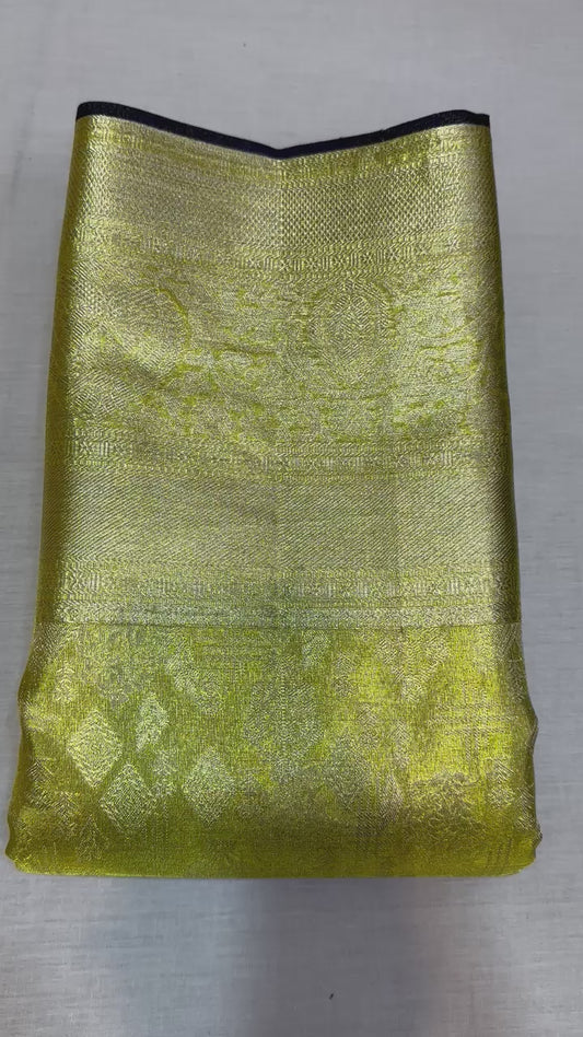 Yellowish gold handloom Pure kanchipuram silk sarees