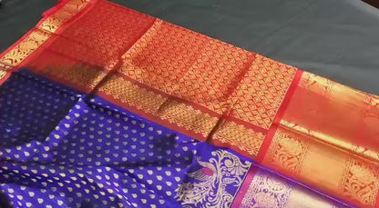 Dark blue Kuppadam kanchi border sarees