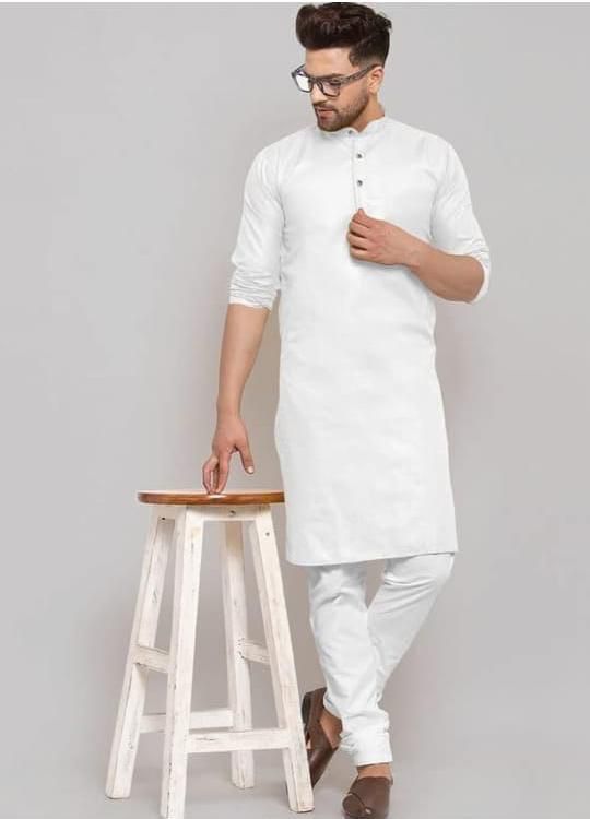 White cotton kurta with Pyjama